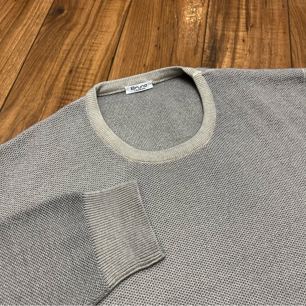 Bruno London Crewneck Sweater Wool Knit Beige Gray Men’s One Size